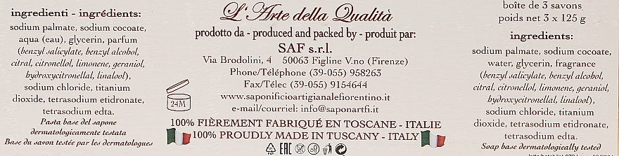 Zestaw naturalnych mydeł w kostce w kształcie damy Bukiet kwiatów - Saponificio Artigianale Fiorentino Floral Bouquet Soap (3 x soap 125 g) — Zdjęcie N2