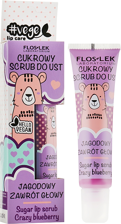 Cukrowy scrub do ust Jagodowy zawrót głowy - Floslek Vege Lip Care Sugar Lip Scrub Crazy Bleuberry — фото N1