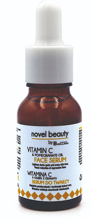 Serum do twarzy z witaminą C i olejkiem z granatu - Fergio Bellaro Novel Beauty Vitamin C & Pomegranate Oil Face Serum — Zdjęcie N1