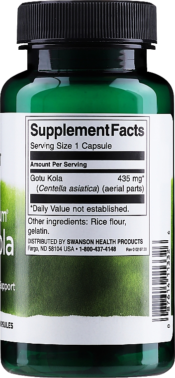 Suplement diety Gotu kol, 435 mg - Swanson Gotu Kola — Zdjęcie N2