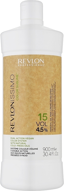 Odżywczy wegański krem utleniający do włosów - Revlon Revlonissimo Color Sublime Mineral Oil Free Creme Developer 15 Vol 4,5% — Zdjęcie N1