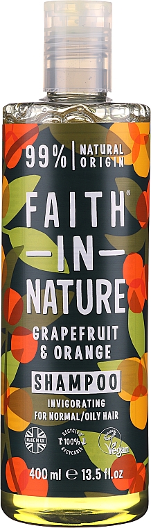 Szampon do włosów normalnych i przetłuszczających się Grejpfrut i pomarańcza - Faith In Nature Grapefruit & Orange Shampoo