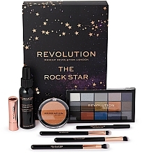 Kup Zestaw kosmetyków do makijażu (eye/palette 16,5 g + highlight 6,5 g + fix/spr 100 ml + lipstick 3,5 g + eye/pen 1,2 g + 3 x brush) - Makeup Revolution The Rock Star 
