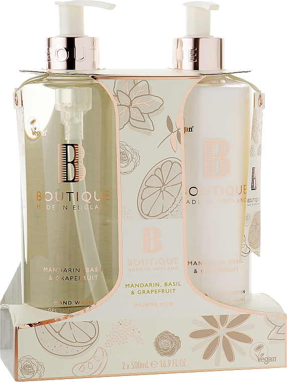 Zestaw - Grace Cole Boutique Mandarin Basil & Grapefruit Hand Care Duo (h/wash/500ml + lot/500ml) — Zdjęcie N1