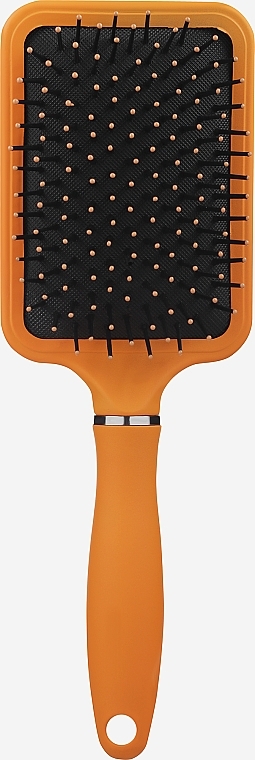 Szeroka prostokątna szczotka do włosów z nylonowym włosiem i szpilkami, pomarańczowa - Disna Pharma — Zdjęcie N1