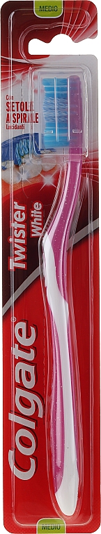 Szczoteczka do zębów Twister (średnia twardość, malinowa) - Colgate Whitening Medium Toothbrush