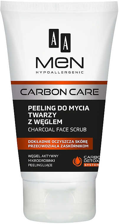 Peeling do twarzy z węglem aktywnym dla mężczyzn - AA Men Carbon Care — Zdjęcie N1