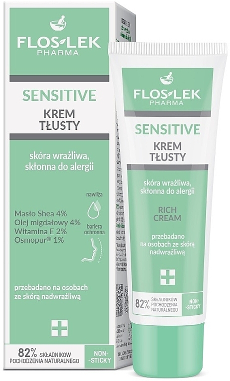 Krem tłusty do skóry wrażliwej, skłonnej do alergii - Floslek Sensitive Rich Cream — Zdjęcie N1