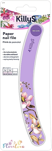 Pilnik do paznokci, banan, 180/240, fioletowy - KillyS Flora Love Pink — Zdjęcie N1