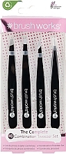 Zestaw pęset, czarny - Brushworks The Complete HD Combination Tweezer Set Black — Zdjęcie N1