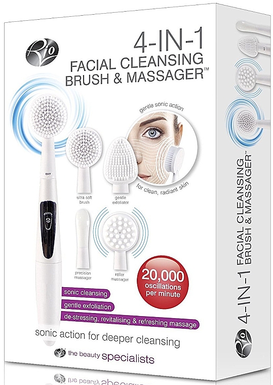 Szczoteczka do masażu twarzy 4 w 1 - Rio-Beauty 4-in-1 Facial Cleansing Brush & Massager — Zdjęcie N3