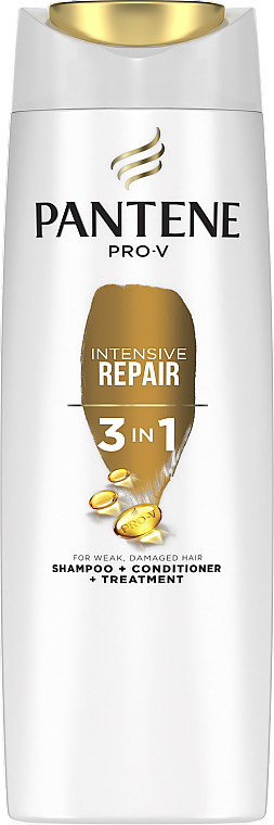Szampon, odżywka i kuracja 3 w 1 do włosów słabych i zniszczonych Intensywna regeneracja - Pantene Pro-V 3in1 Intensive Repair Shampoo