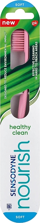 Szczoteczka do zębów, miękka, różowa - Sensodyne Nourish Healthy Clean Soft Toothbrush — Zdjęcie N1