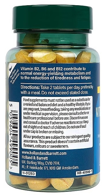 Suplement diety zawierający kompleks witamin z grupy B - Holland & Barrett High Strength Complete Vit B Complex — Zdjęcie N3