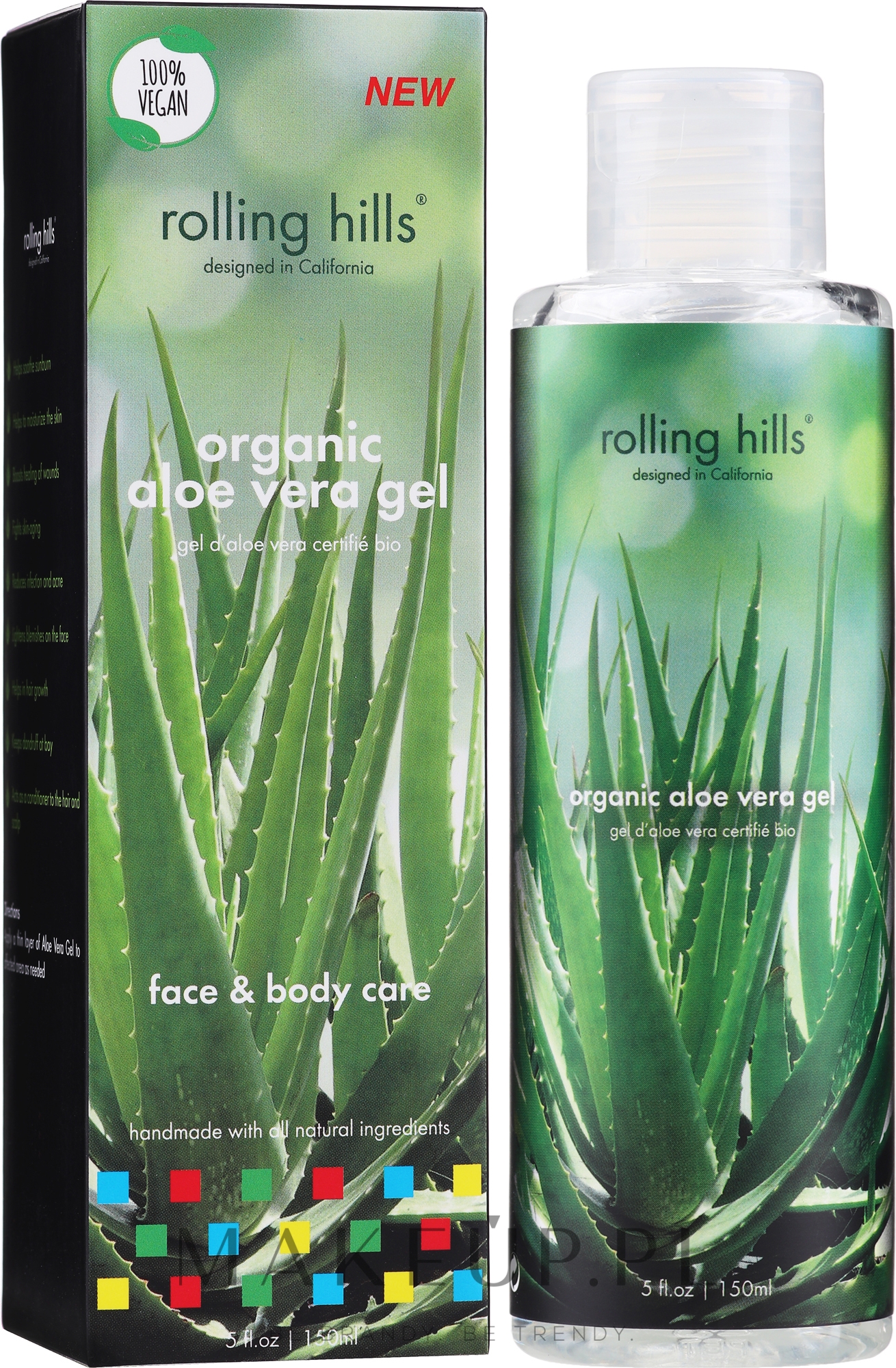 Nawilżający żel do twarzy i ciała Aloes - Rolling Hills Organic Aloe Vera Gel  — Zdjęcie 150 ml