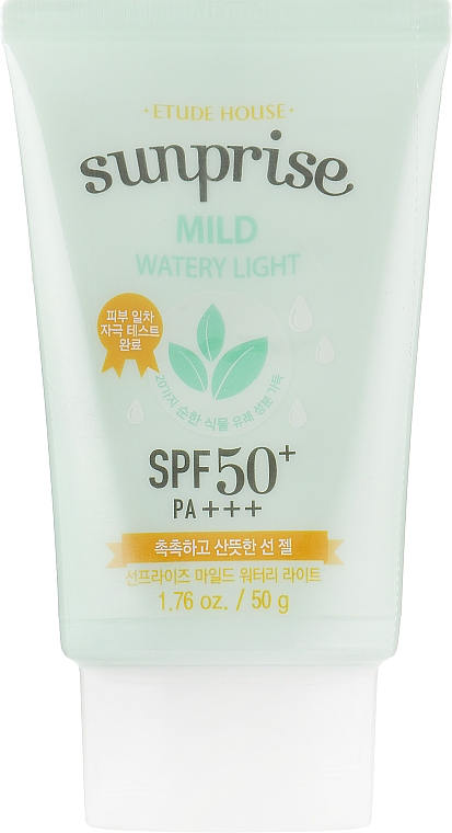 Lekki krem przeciwsłoneczny do twarzy SPF 50+ PA+++ - Etude Sunprise Mild Watery Light — Zdjęcie N1