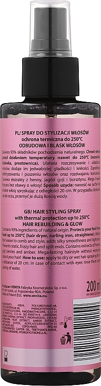 Spray do stylizacji włosów, ochrona termiczna - Venita Salon Professional — Zdjęcie N2