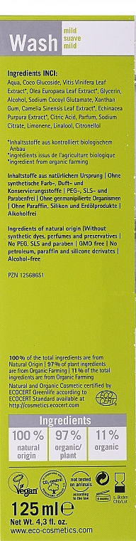 PRZECENA! Preparat do mycia twarzy z zieloną herbatą i liśćmi winogron - Eco Cosmetics Facial Wash * — Zdjęcie N3