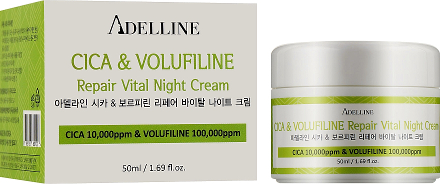 Krem do twarzy na noc z centellą - Adelline Cica Volufiline Repair Vital Night Cream — Zdjęcie N2