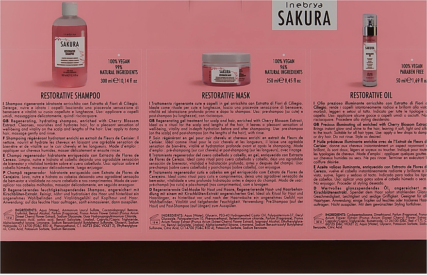 Zestaw - Inebrya Sakura Restorative Kit (shm/300ml + mask/250ml + oil/50ml) — Zdjęcie N3
