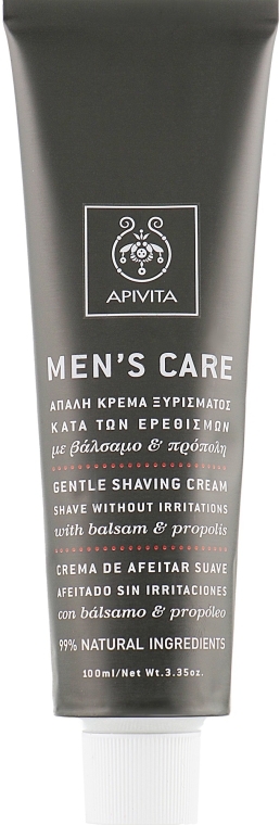 Delikatny krem do golenia Dziurawiec i propolis - Apivita Men Men's Care Gentle Shaving Cream With Hypericum & Propolis — Zdjęcie N2