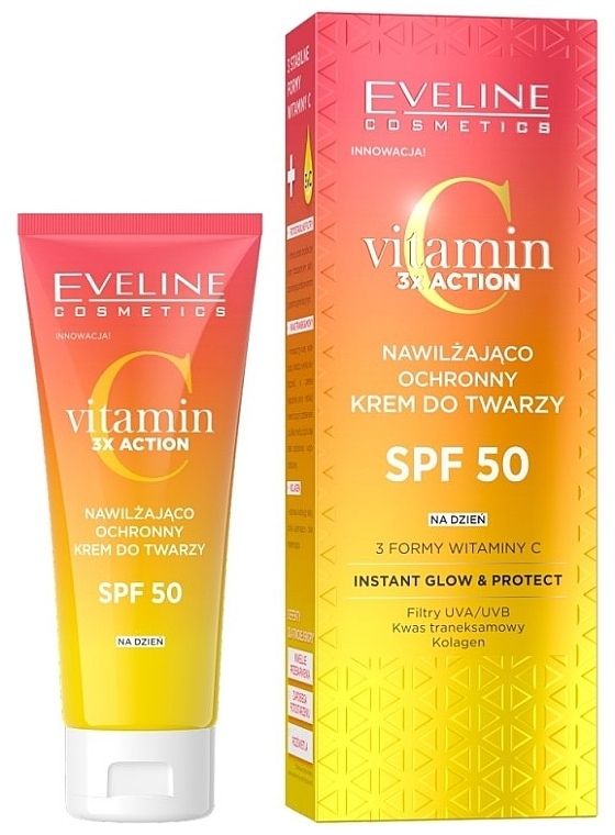 Krem do twarzy - Eveline Cosmetics Vitamin C 3x Action Instant Glow & Protect SPF50