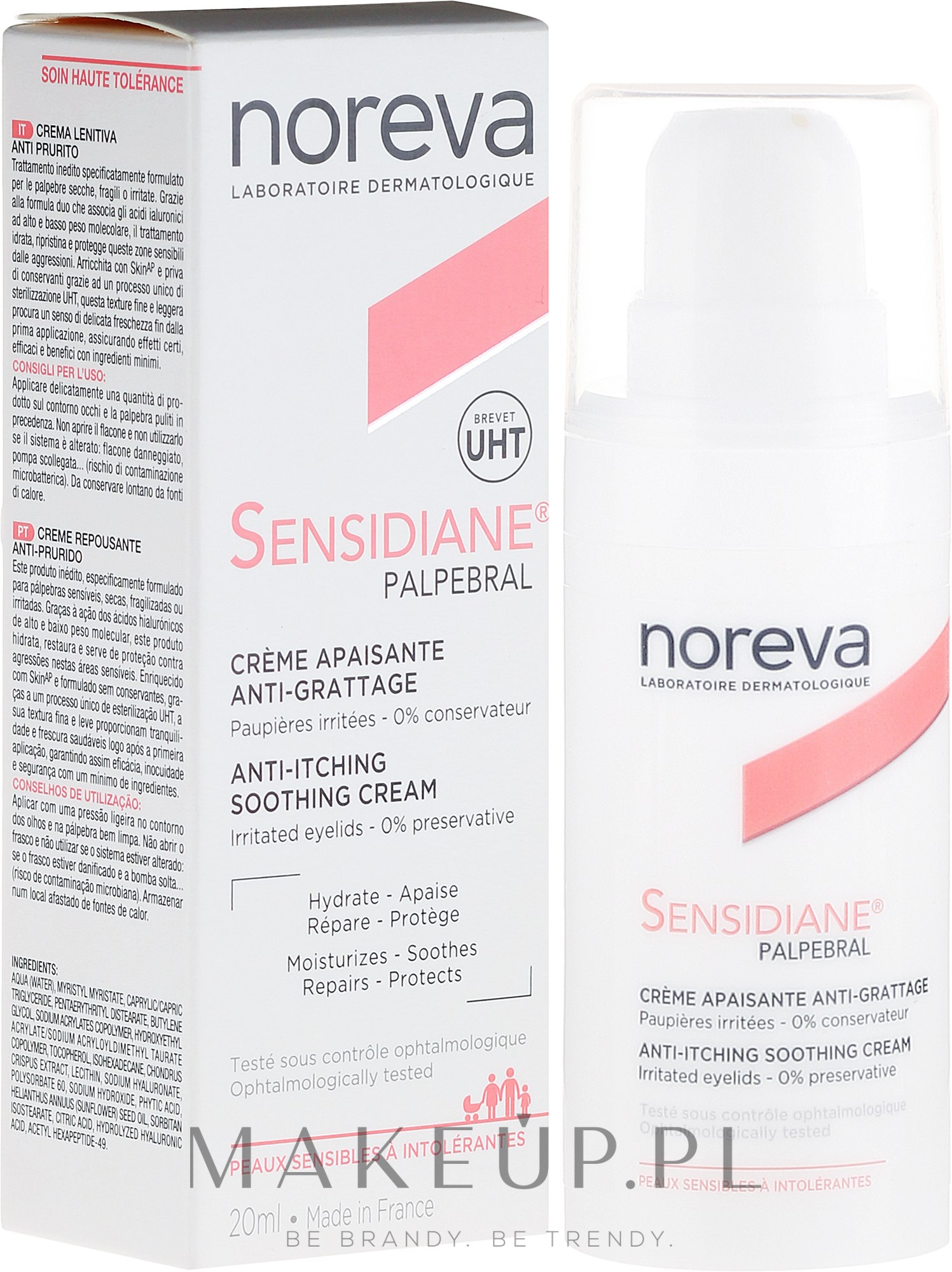 Łagodzący krem do powiek - Noreva Laboratoires Sensidiane Palpebral Anti-Itching Soothing Cream — Zdjęcie 20 ml