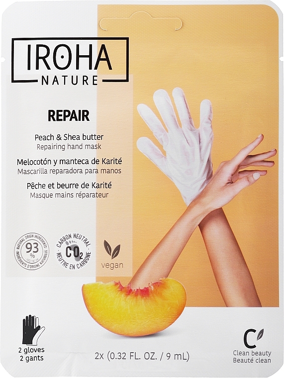 Naprawcza maska do rąk w rękawiczkach - Iroha Nature Repair Peach Hand Mask Gloves — Zdjęcie N1