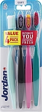 Kup Miękka szczoteczka do zębów, 4 szt., miętowa + czarna + różowa + zielona - Jordan Ultimate You Soft Toothbrush