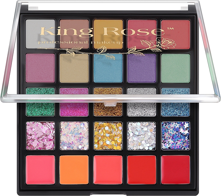 Paleta cieni i błyszczyków, 25 kolorów - King Rose Professional Make Up — Zdjęcie N1