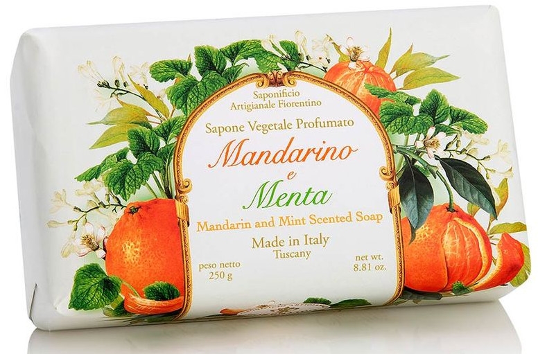Naturalne mydło w kostce Mandarynka i mięta - Saponificio Artigianale Fiorentino Tangerine & Mint Soap — Zdjęcie N1