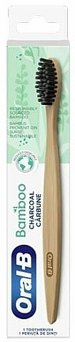 Bambusowa szczoteczka do zębów z ekowłosiem i węglem drzewnym, średnia twardość - Oral-B Bamboo Charcoal — Zdjęcie N1