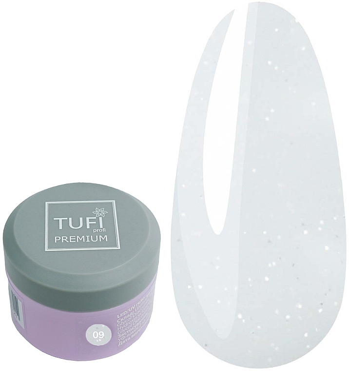 Nabłyszczający żel do przedłużania paznokci - Tufi Profi Premium LED/UV Gel 09 White Frost