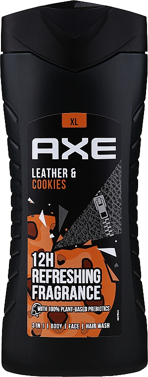 Szampon i żel pod prysznic 3 w 1 - Axe Leather & Cookies 3in1 Body Hair Face Wash — фото N1