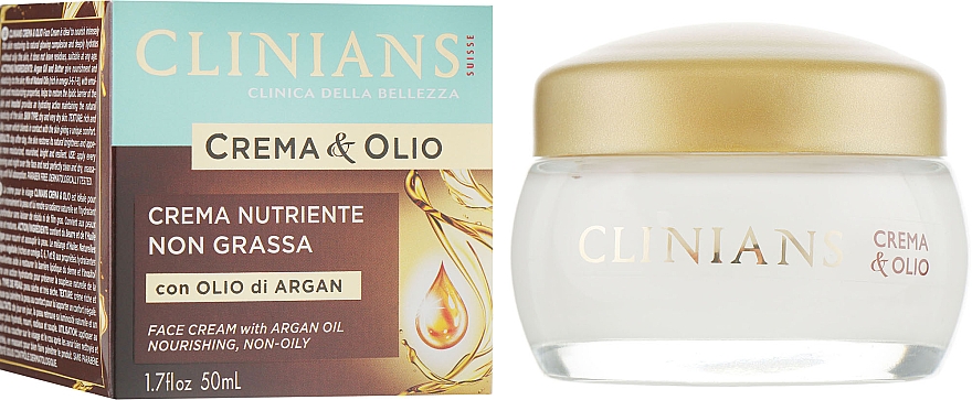 Odżywczy krem do twarzy z olejem arganowym - Clinians Argan Crema & Olio Cream — Zdjęcie N1