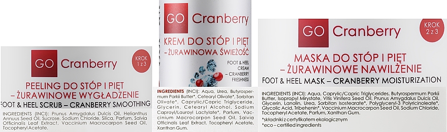 Zestaw - GoCranberry SPA For Feet Set (f/cr/50ml + f/scrub/100ml + f/mask/100ml) — Zdjęcie N2