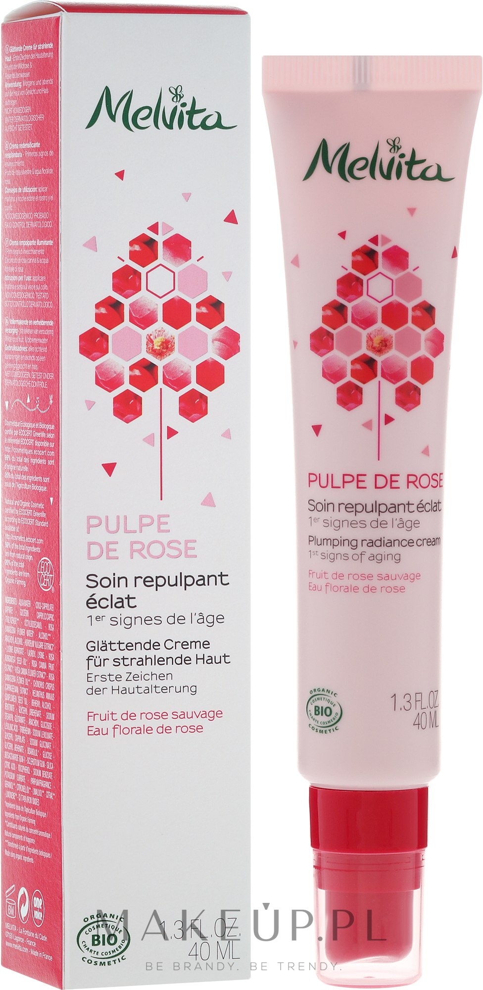 Rozświetlający krem przeciw pierwszym oznakom starzenia - Melvita Pulpe de Rose Plumping Radiance Cream — Zdjęcie 40 ml