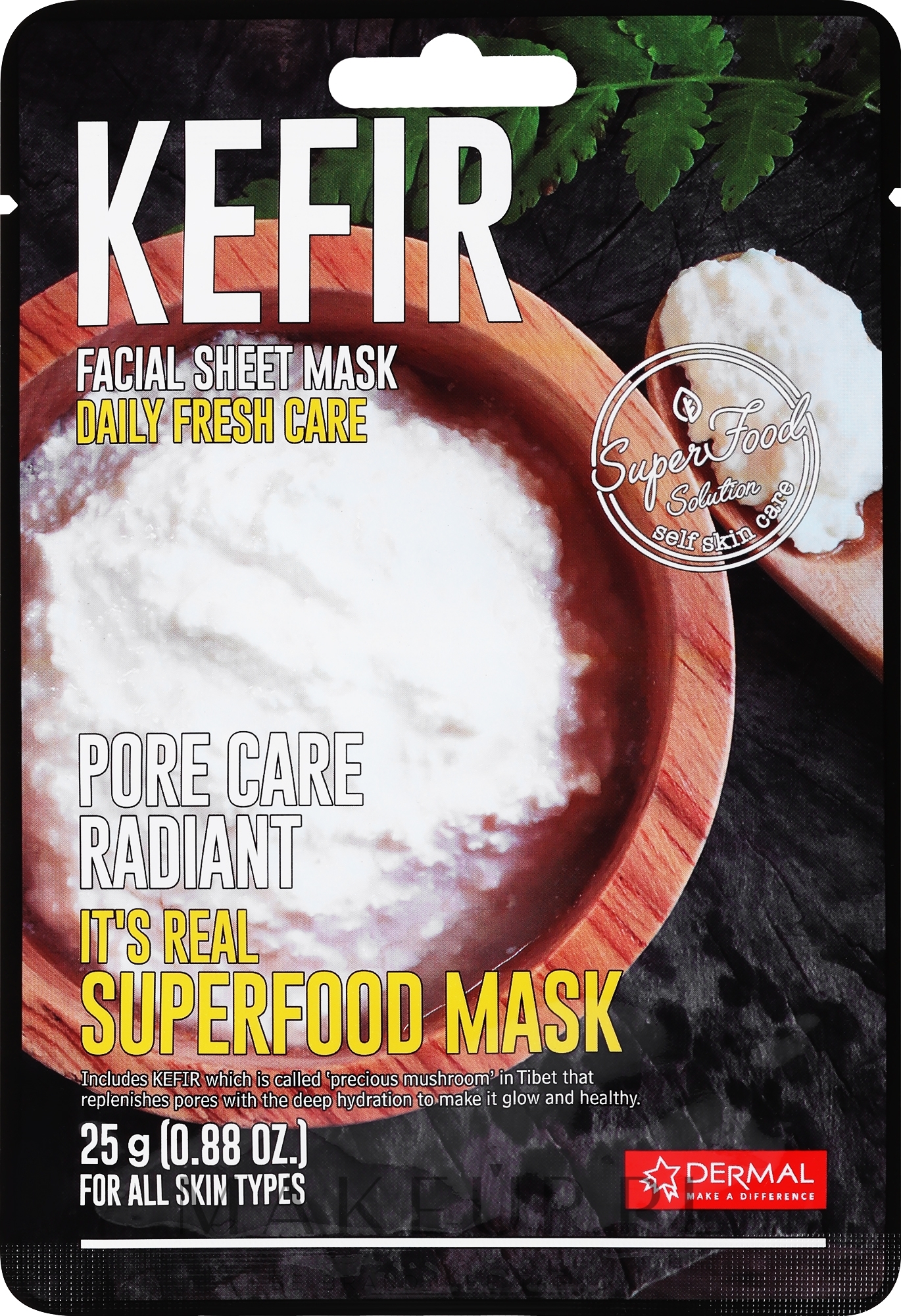 Maseczka do twarzy z kefirem - Dermal It'S Real Superfood Mask Kefir — Zdjęcie 25 g