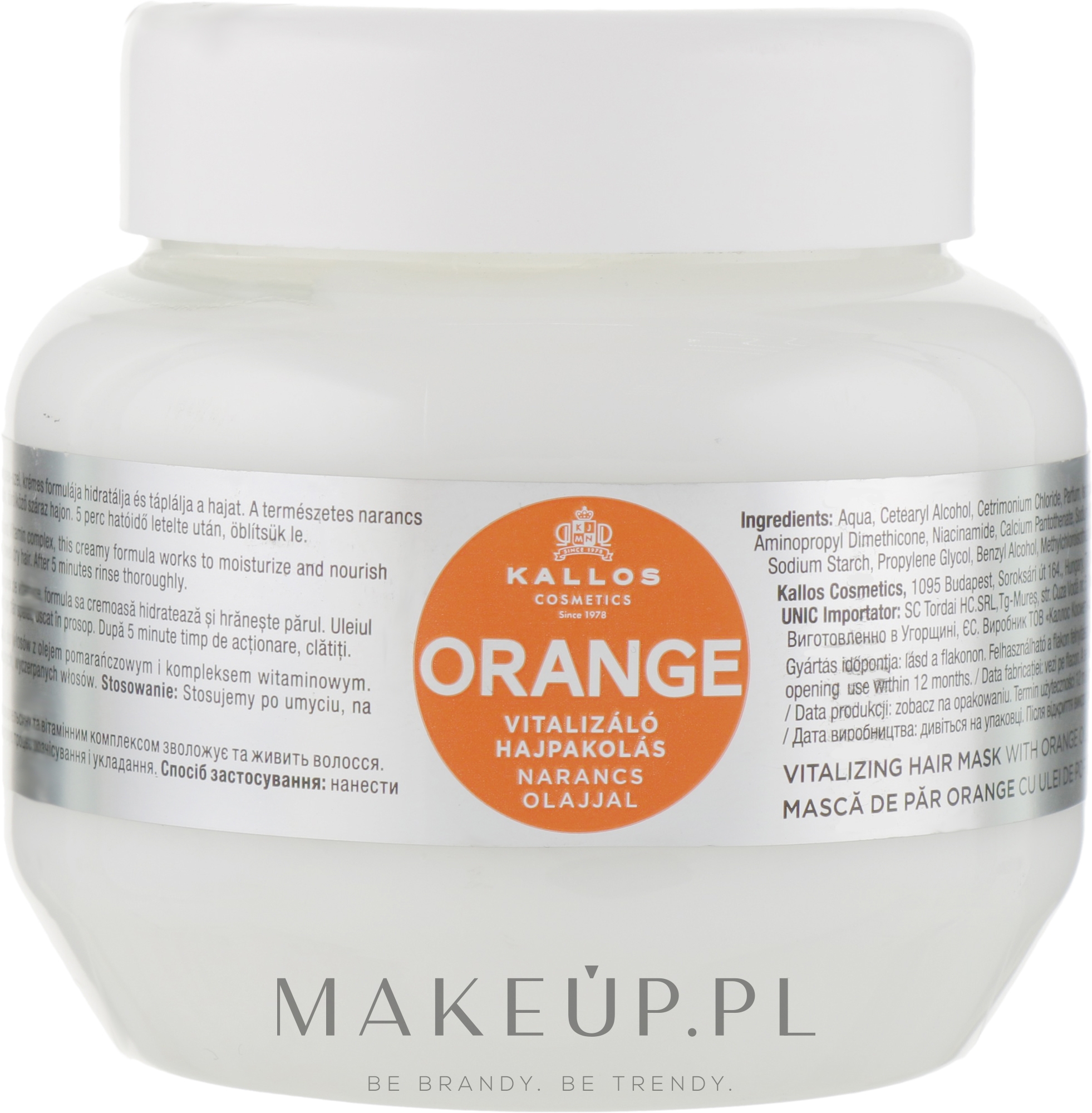 Ujędrniająca maska ​​do włosów z olejem pomarańczowym - Kallos Cosmetics KJMN Orange Vitalizing Hair Mask With Orange Oil — Zdjęcie 275 ml