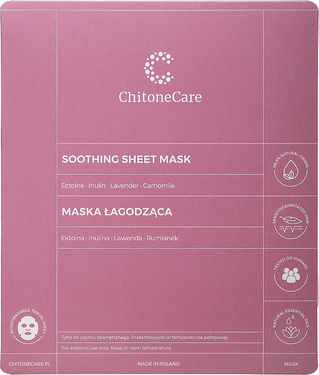 Łagodząca maska w płachcie do twarzy - Chitone Care Soothing Sheet Mask — Zdjęcie N1