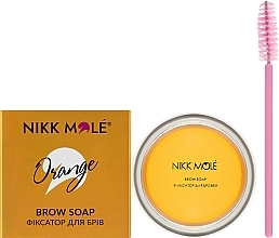 Pomarańczowe mydełko do stylizacji brwi z grzebykiem - Nikk Mole Brow Soap Orange — Zdjęcie N2