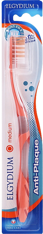 Szczoteczka do zębów, średnia twardość, pomarańczowa - Elgydium Anti-Plaque Medium Toothbrush — Zdjęcie N1