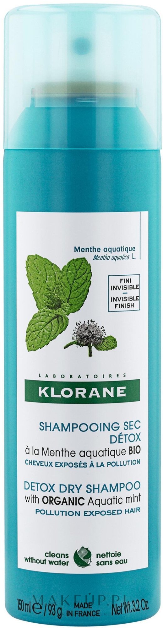 Suchy szampon do włosów - Klorane Aquatic Mint Detox Dry Shampoo — Zdjęcie 150 ml