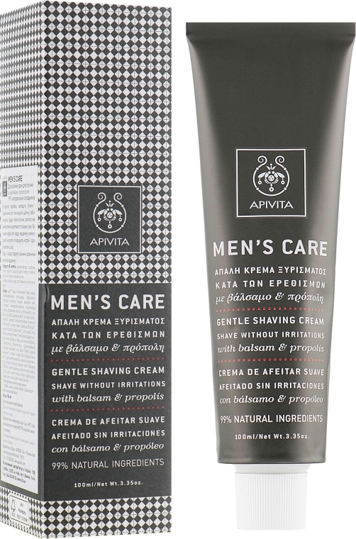 Delikatny krem do golenia Dziurawiec i propolis - Apivita Men Men's Care Gentle Shaving Cream With Hypericum & Propolis — Zdjęcie N1