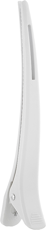 Plastikowa spinka do włosów, 11,5 cm, biała - Vero Professional — Zdjęcie N1