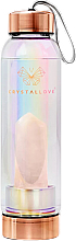 Szklana butelka holograficzna z kwarcem różowym, 550 ml - Crystallove Water Bottle With Pink Quartz Hologram  — Zdjęcie N1