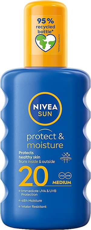 Nawilżający spray do opalania ciała SPF 20 - NIVEA SUN Protect & Moisture Moisturising Sun Spray