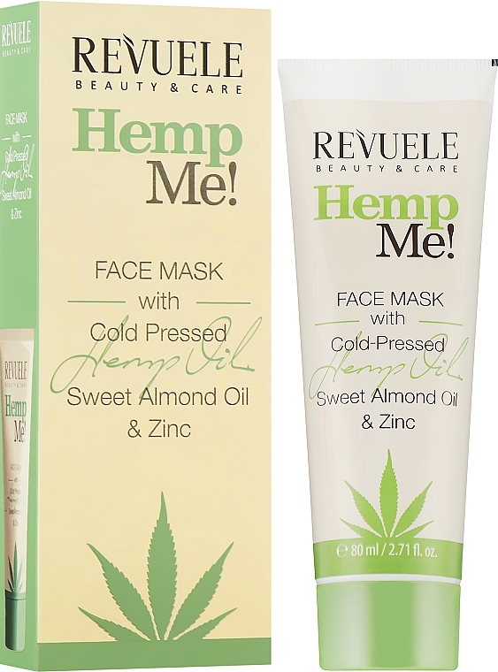 Maska do twarzy z olejem konopnym, tlenkiem cynku i olejem ze słodkich migdałów - Revuele Hemp Me! Face Mask — Zdjęcie N2