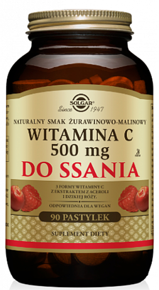 Witamina C 500 mg, do ssania smak żurawinowo-malinowy - Solgar — Zdjęcie N1