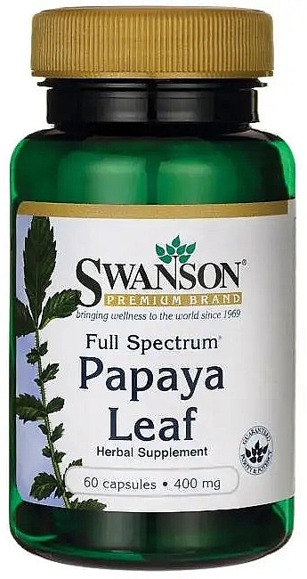 Suplement diety Liść papai, 400 mg - Swanson Full Spectrum Papaya Leaf — Zdjęcie N1